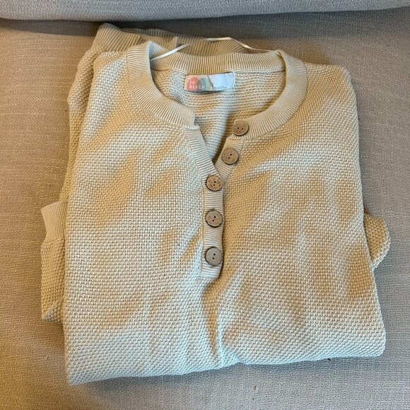 NEW Free People Hailee Sweater Midi Knit Dress Large Au Lait Cream Ivory - Picture 3 of 5